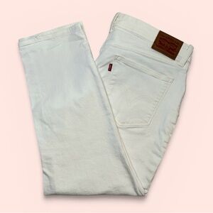 Levi's Women's W31 Off-White/Ivory Straight Leg Mid Rise Jeans